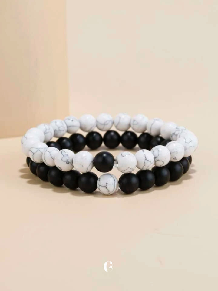 Bracelets Matching Ying Yang Beaded 🤍🖤