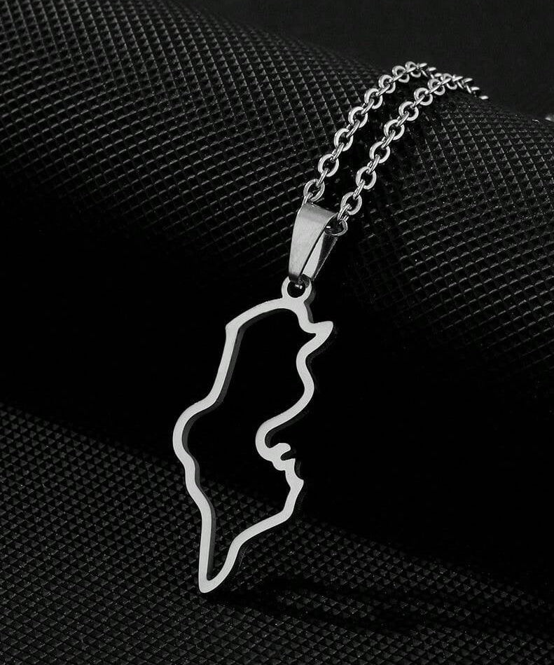 Silver / Gold Stainless steel Tunisia map 🇹🇳