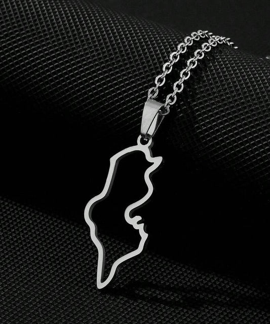 Silver / Gold Stainless steel Tunisia map 🇹🇳