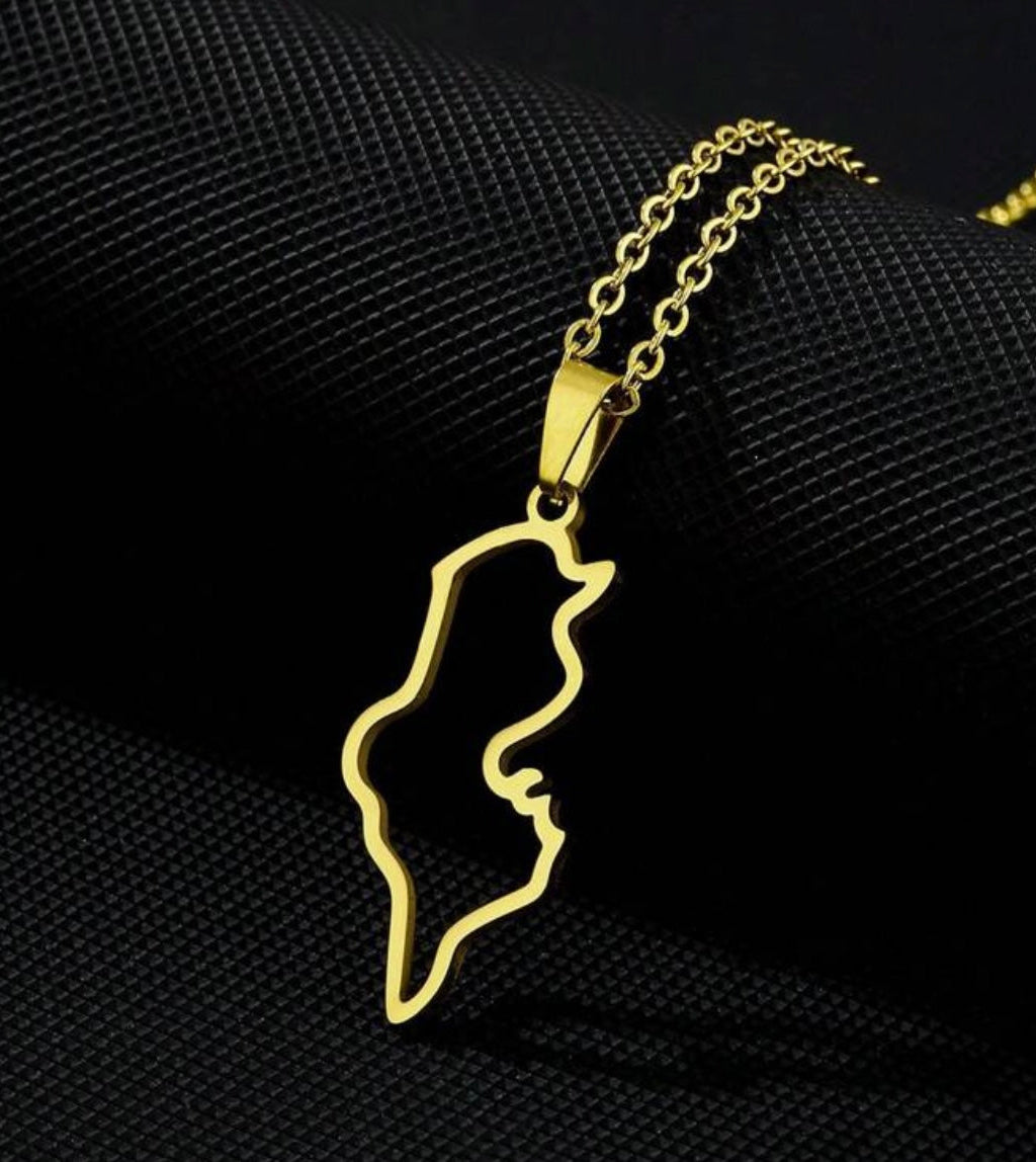 Silver / Gold Stainless steel Tunisia map 🇹🇳