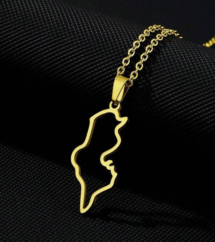 Women necklace Silver / Gold Stainless steel Tunisia map 🇹🇳