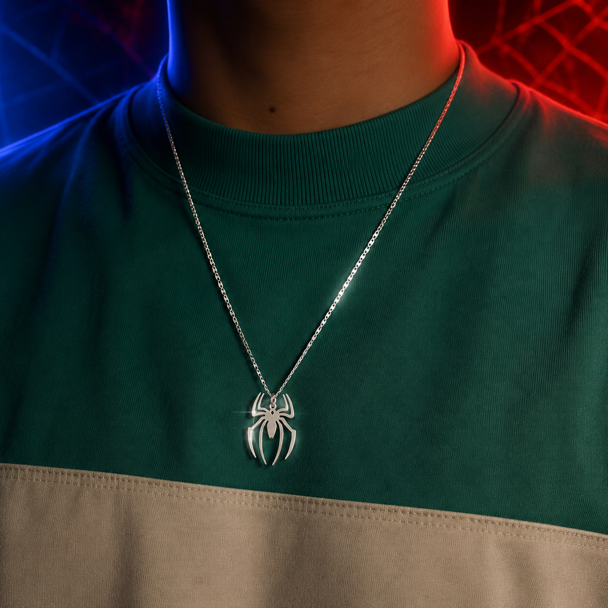 SpiderMan Silver Necklace 🕷️❤️💙
