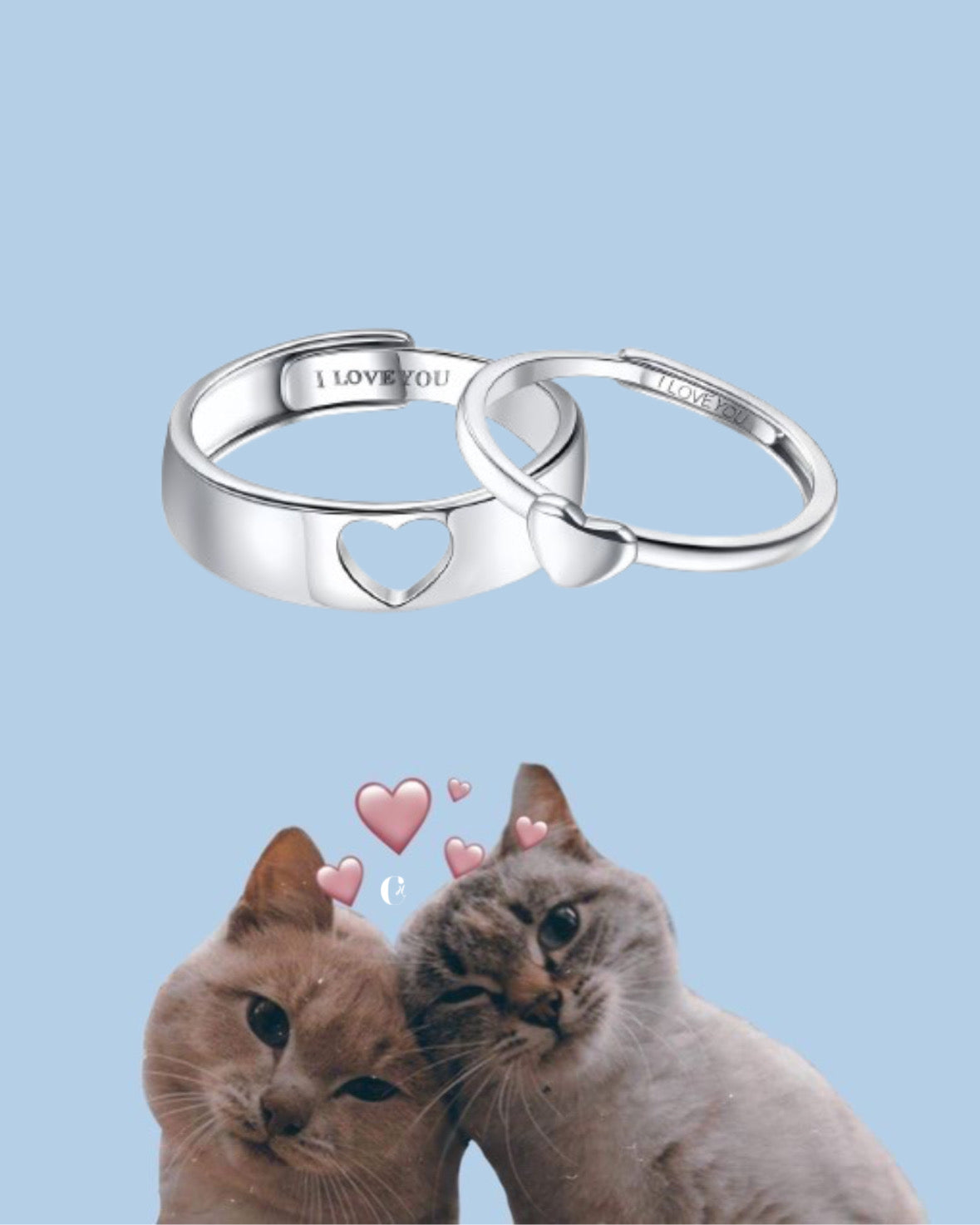 1/2 Couple’s Heart Promise Rings « I Love You » 💞
